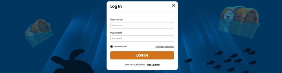 Log in page at Crush Wins