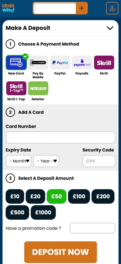 Crush mobile deposit page