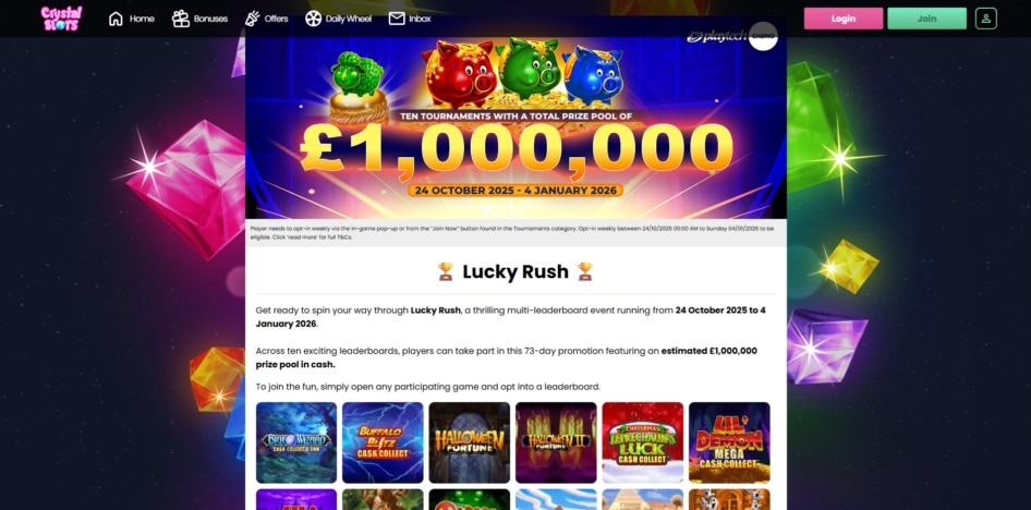 The Lucky Rush promotin at Crystal Slots