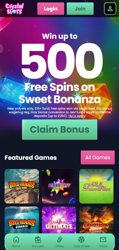 Crystal Slots mobile site