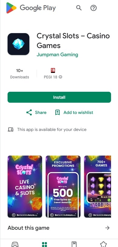 Crystal Slots mobile app on Google Play