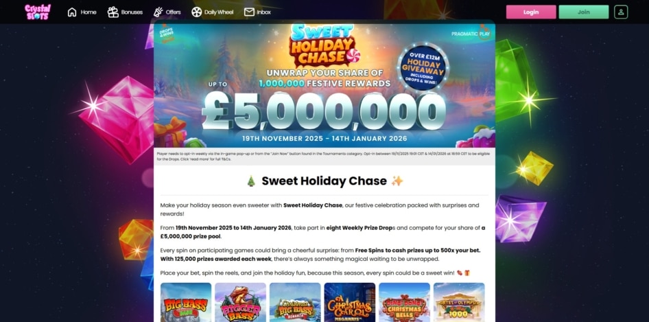 Sweet Holiday Chase at Crystal Slots