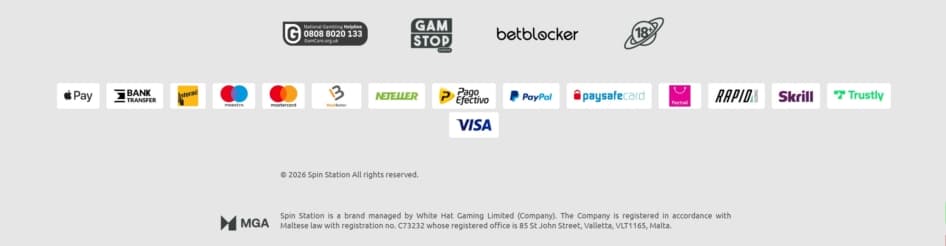 Spin Station Casino deposit methods