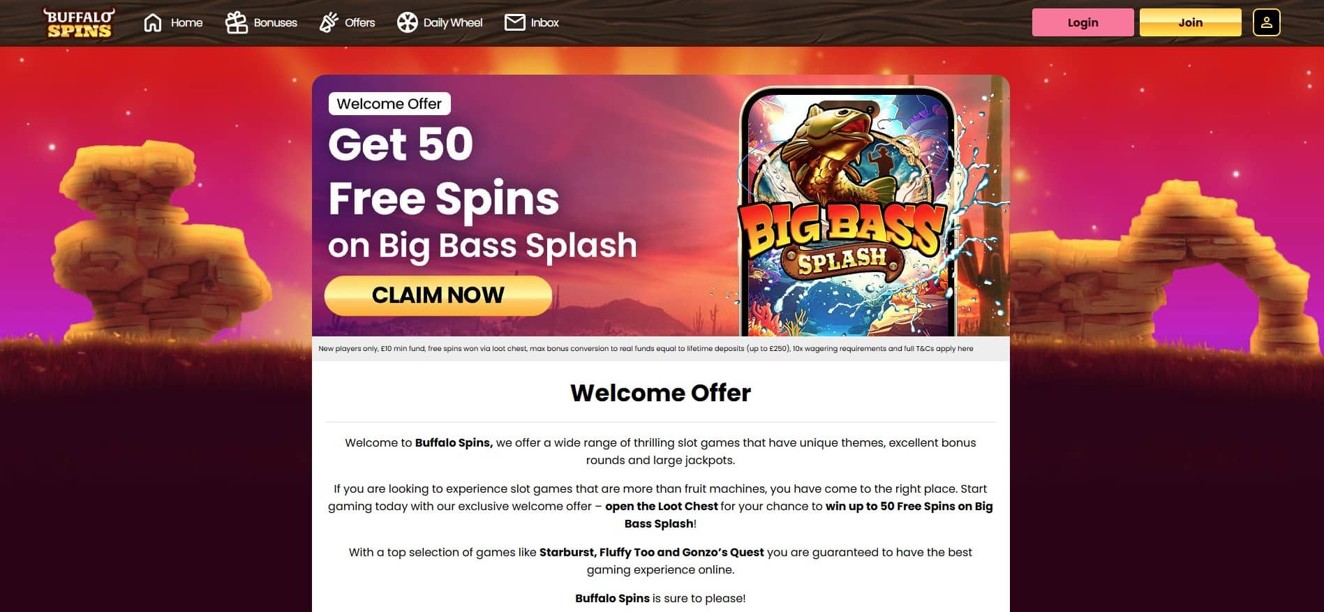 Buffalo Spins Casino Welcome bonus