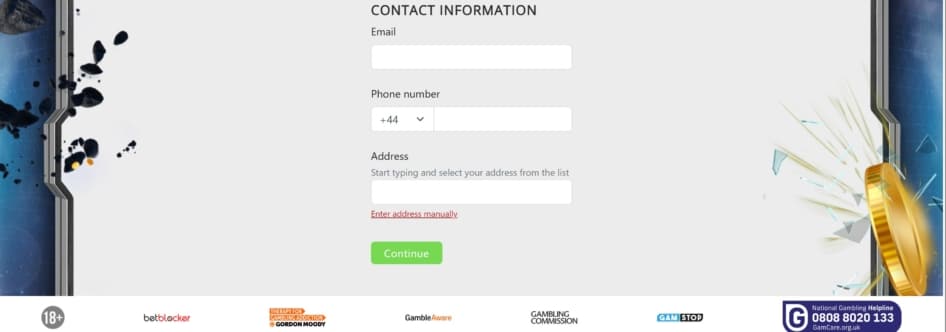 Second step of Spin Station registration requires you to fill in your contact information