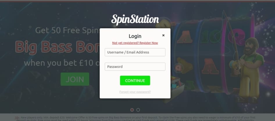 Login details at Spin Station Casino include your account's password and username