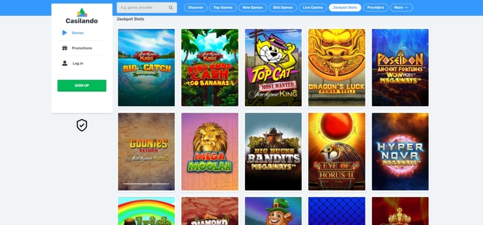 Jackpot slots at Casilando