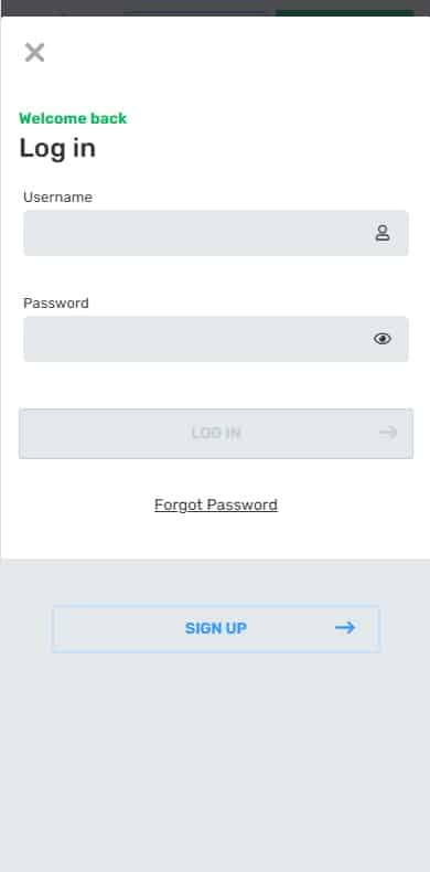 The login page at Casilando on mobile