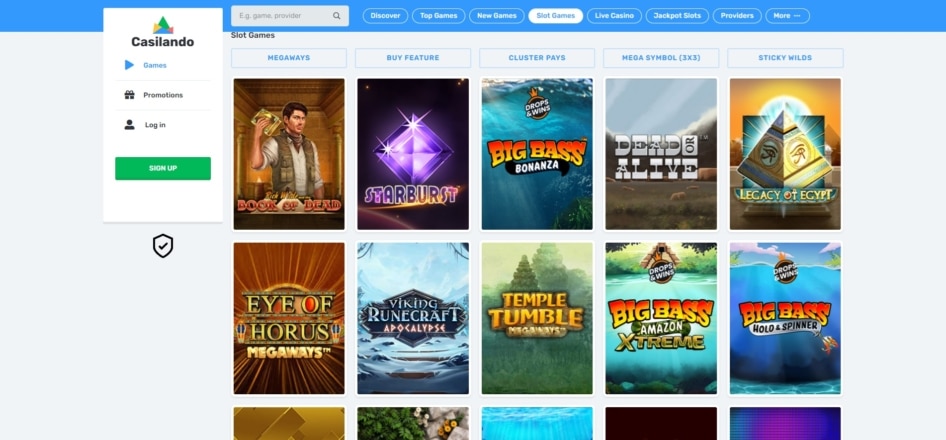 Online slots at Casilando