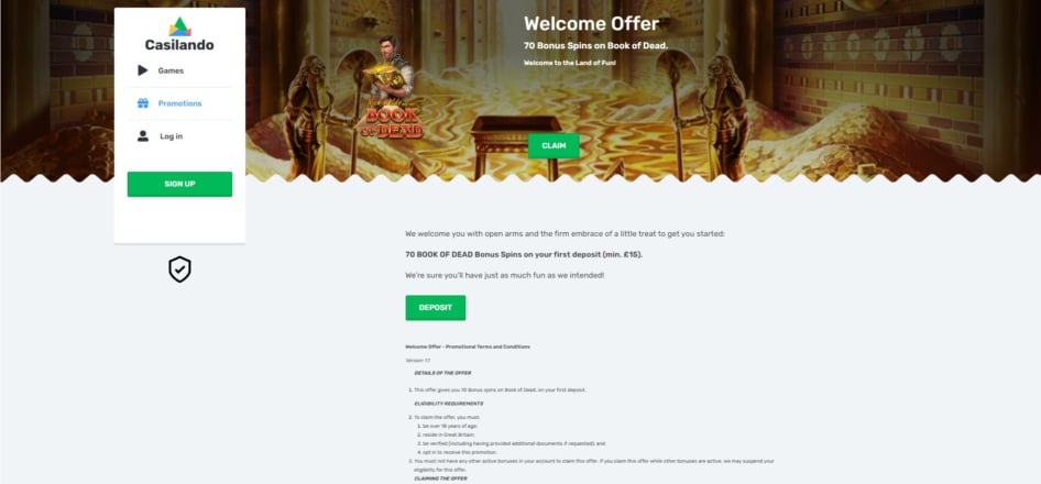 Casilando welcome bonus