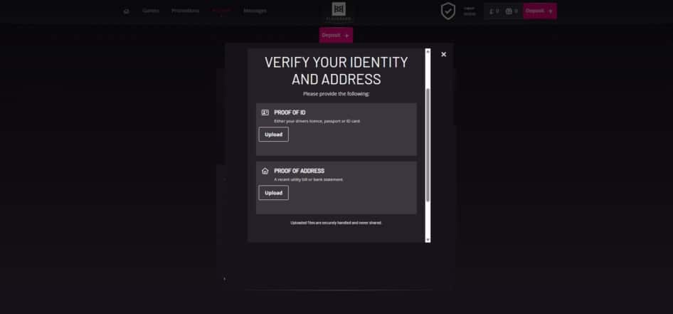 The KYC page of PlayGrand Casino