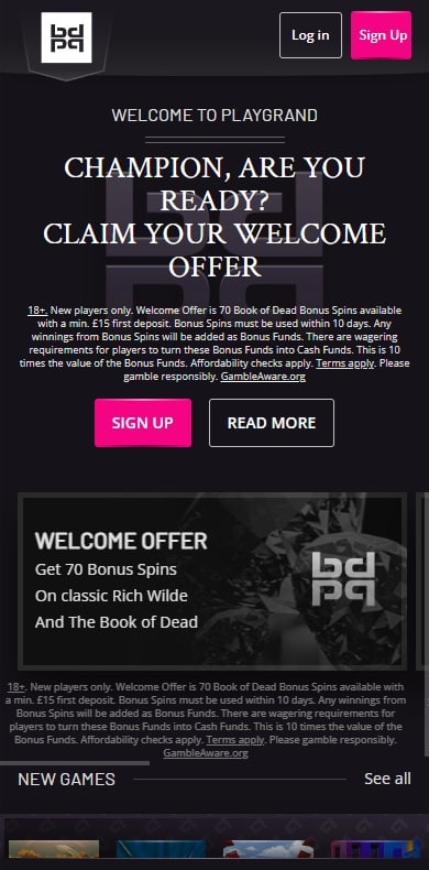 Playgrand mobile site