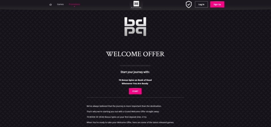 The welcome bonus at PlayGrand