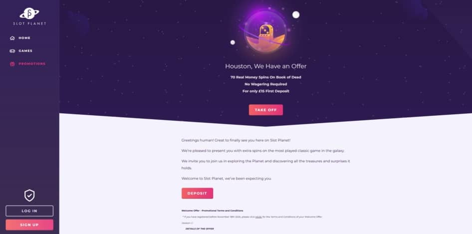 Slot Planet welcome bonus