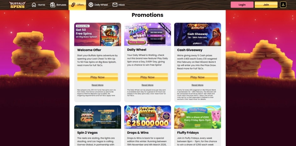 Buffalo Spins Casino promotions