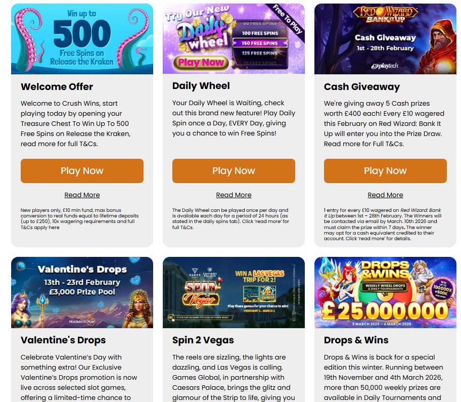 Crush Wins Casino Promotions