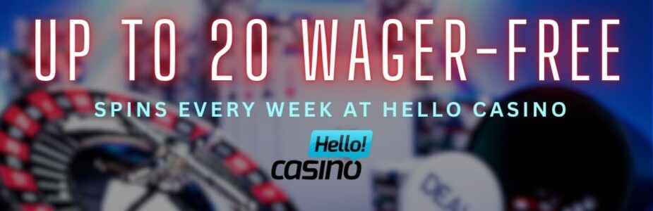 Level up rewards at Hello Casino - Earn wager-free spins every week