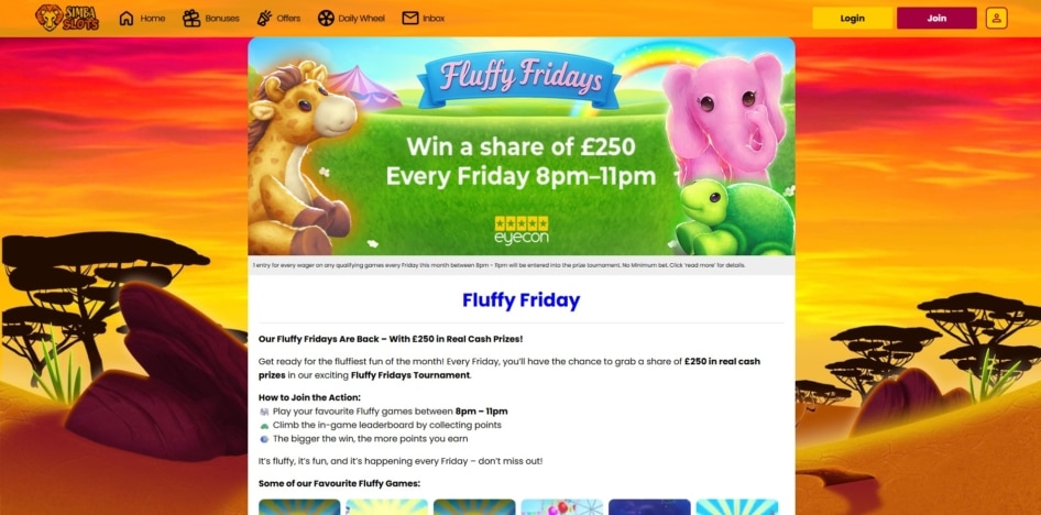 Fluffy Fridays promotion at Simba Slots