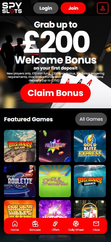 Spy Slots mobile site