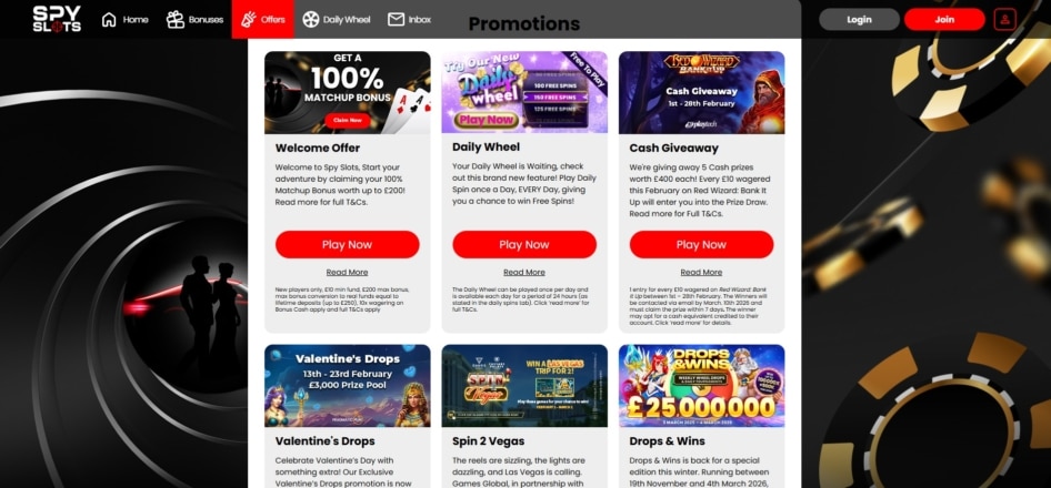 Promotions at Spy Slots