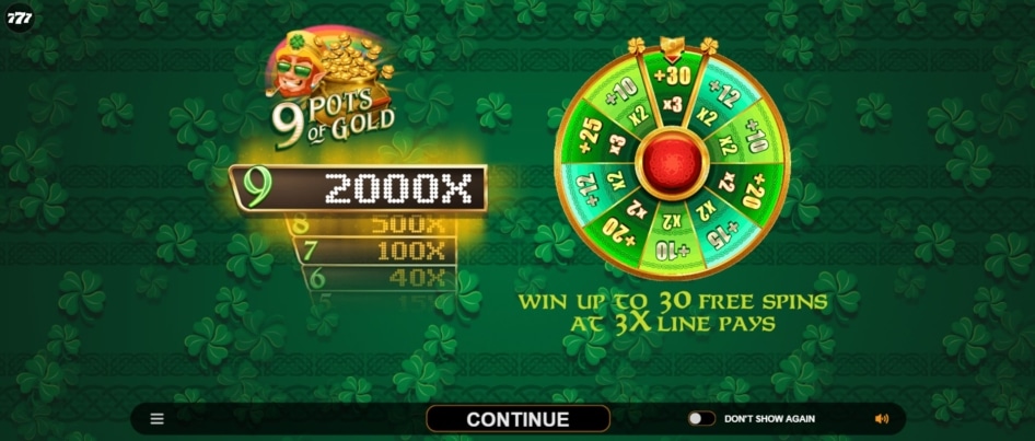 9 Pots of Gold intro screen