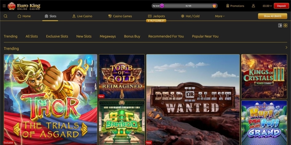 All EuroKing Club Casino slots qualify for using the sign-up offer