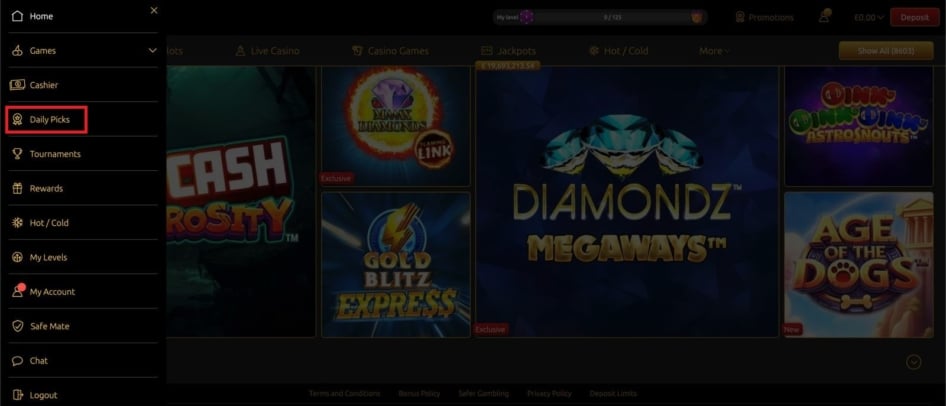 Daily Picks at EuroKing Club Casino range from bonus spins to free playing cash