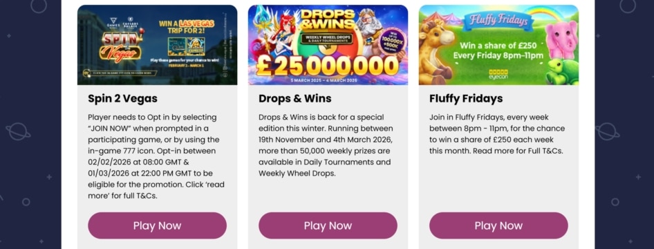 Rocket Bingo throws regular prize giveaways and cash rewards