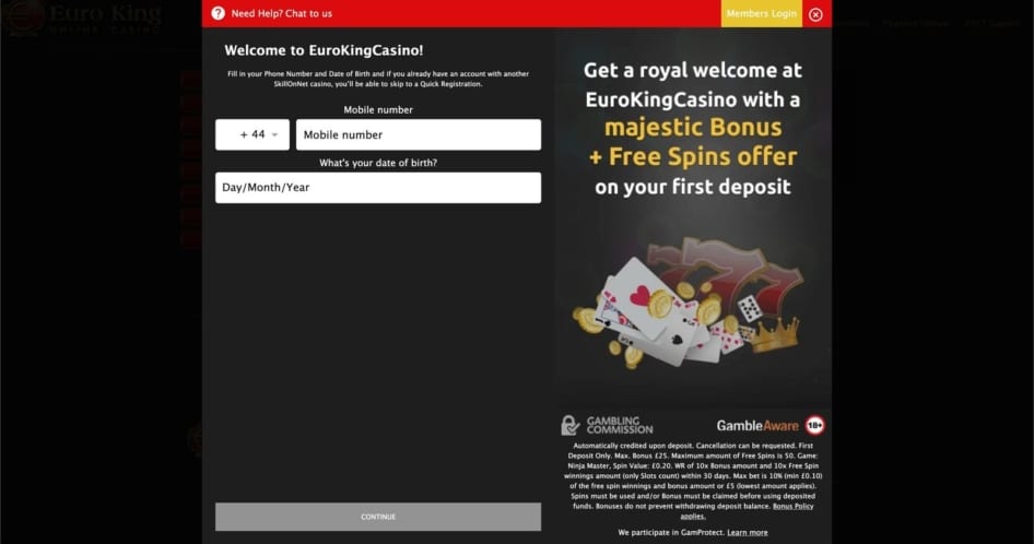 New players with a verified UK phone number can proceed to join the site