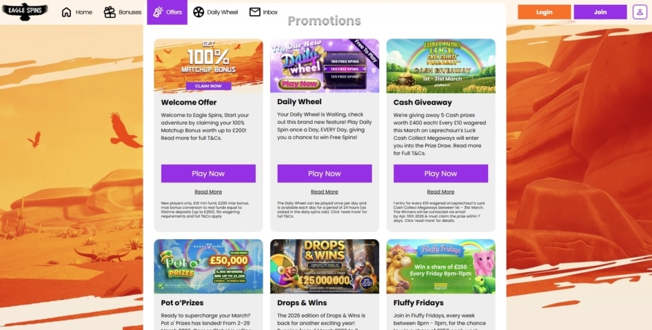 Eagle Spins Promo Page