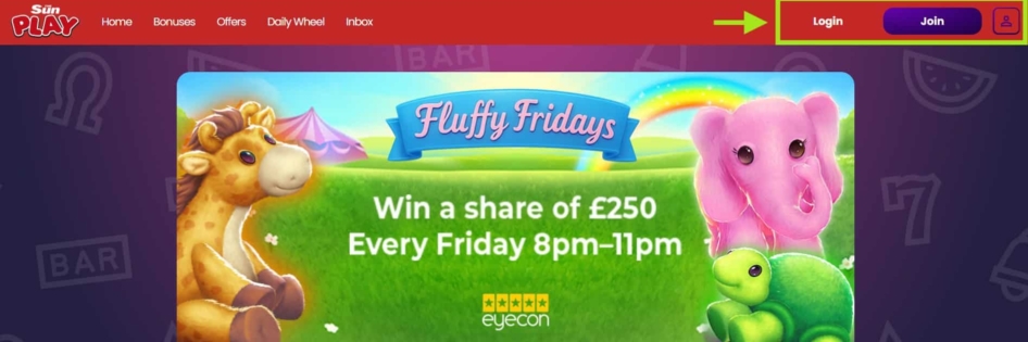 Register or login to sun play casino