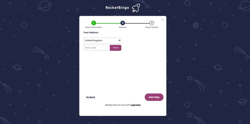 Only players with a UK address can join Rocket Bingo