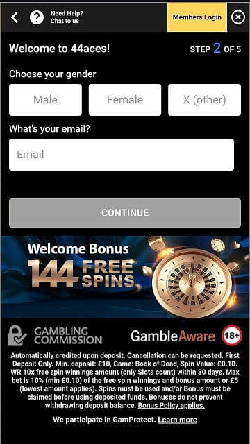 Fill in your gender and email to continue
