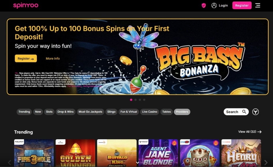 Spinyoo Casino UK Homepage