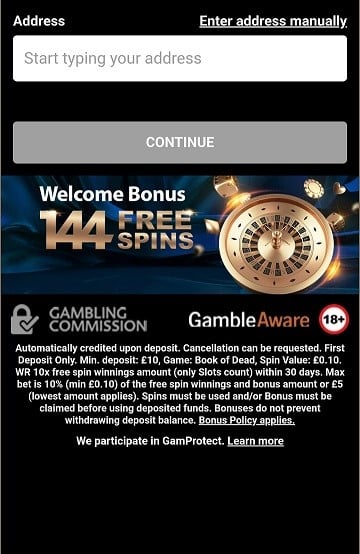 Type in your address