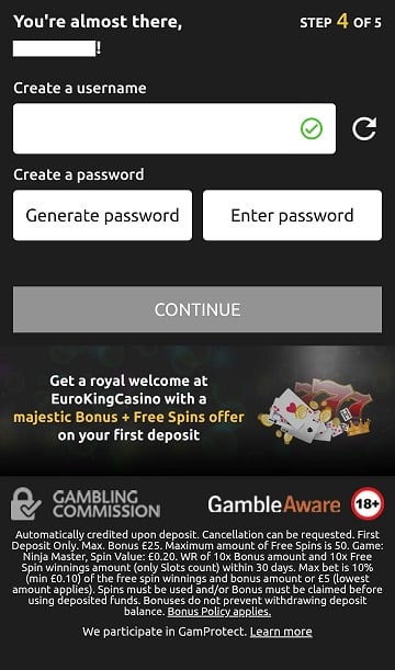 Set up a username and password to join via mobile