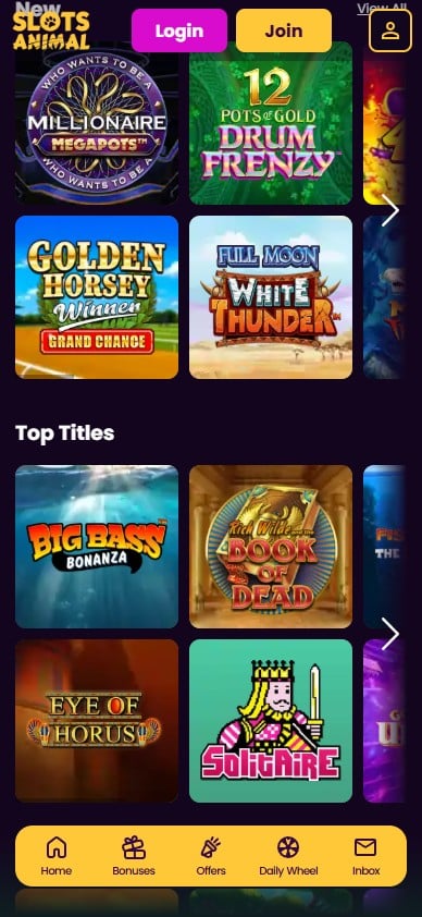 Games at Slots Animal on mobile
