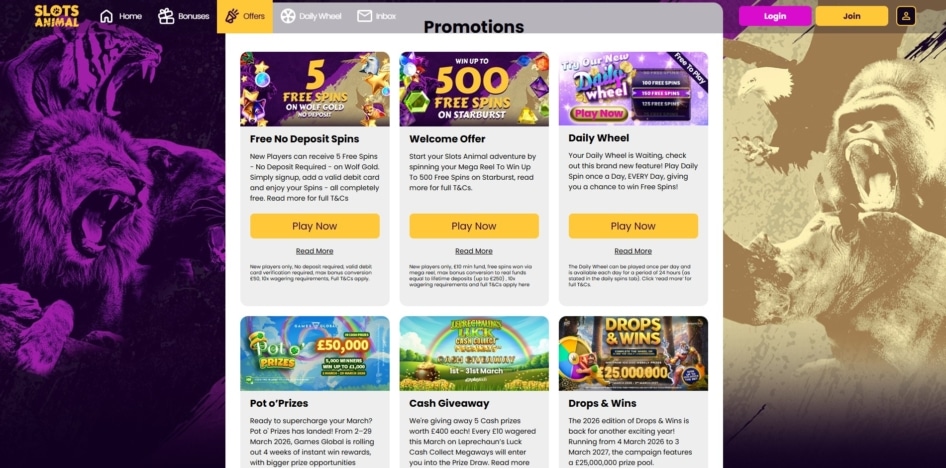 Offers at Slots Animal