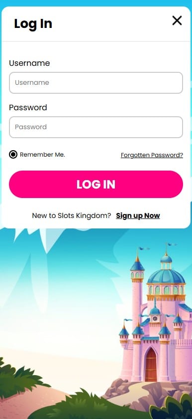 Slots King mobile login page