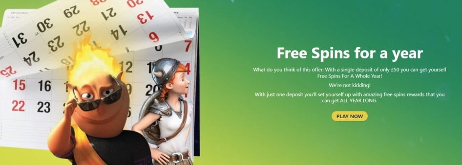 44 Ace Casino Free Spins for a year