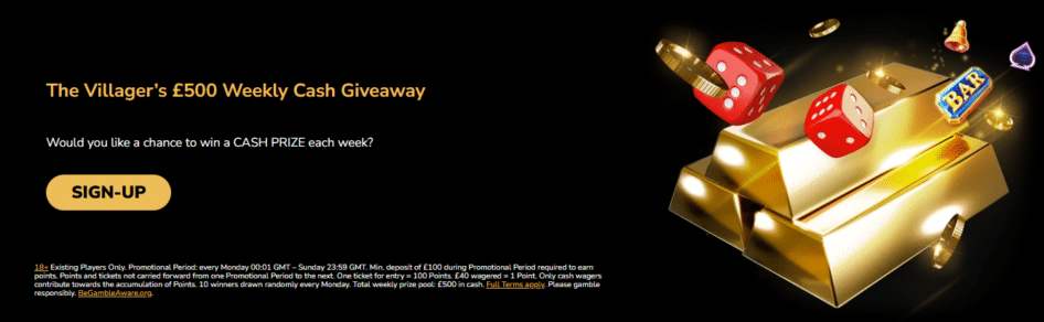 £500 Weekly Cash Giveaway at Jackpot Village Casino