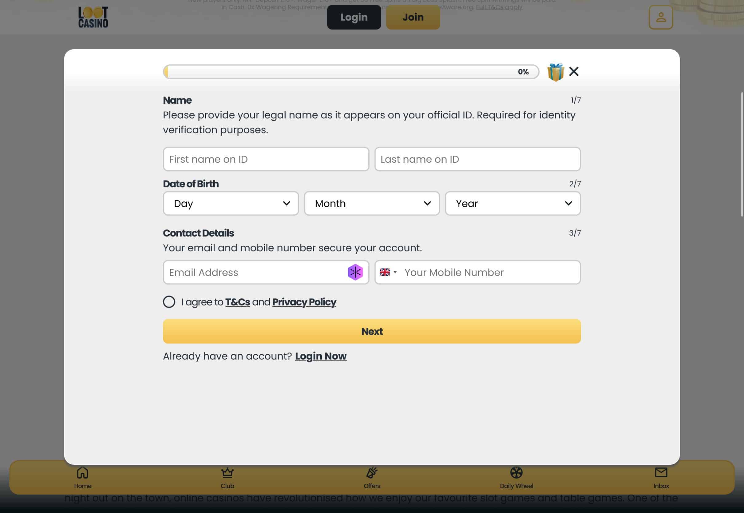 Loot Casino Signup Instructions