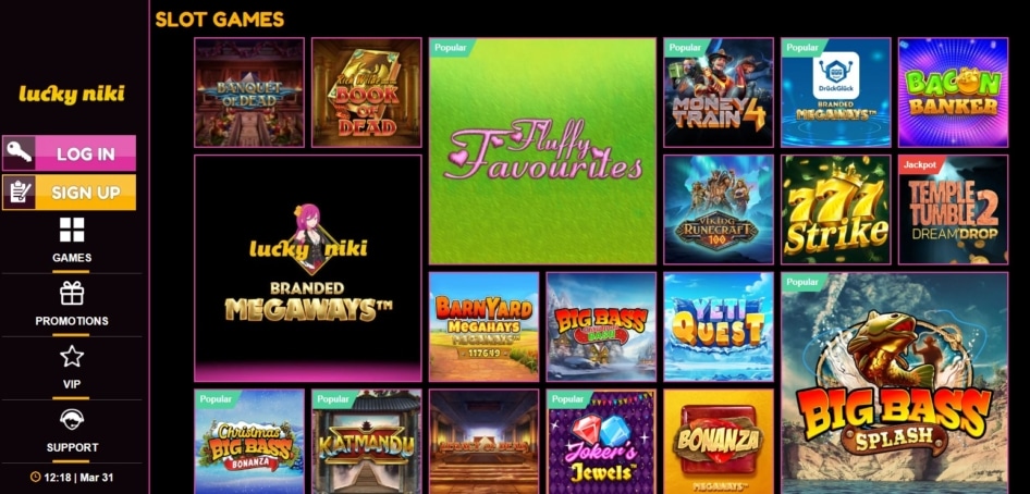 LuckyNiki Casino features over 4,000 slots you can play with the bonus winnings