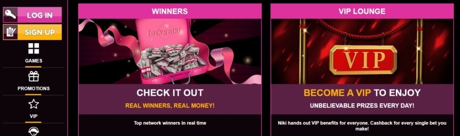 Real-money rewards await for those who reach LuckyNiki VIP ranks