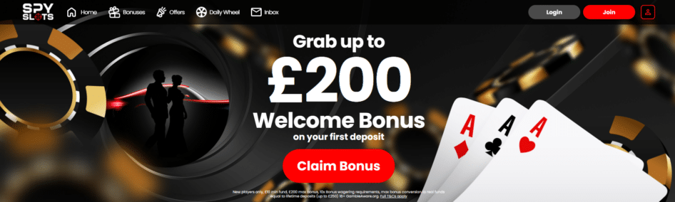 spy slots welcome bonus