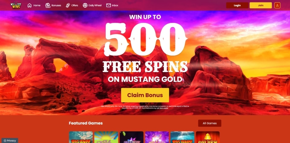 Homeage of Wild West Wins