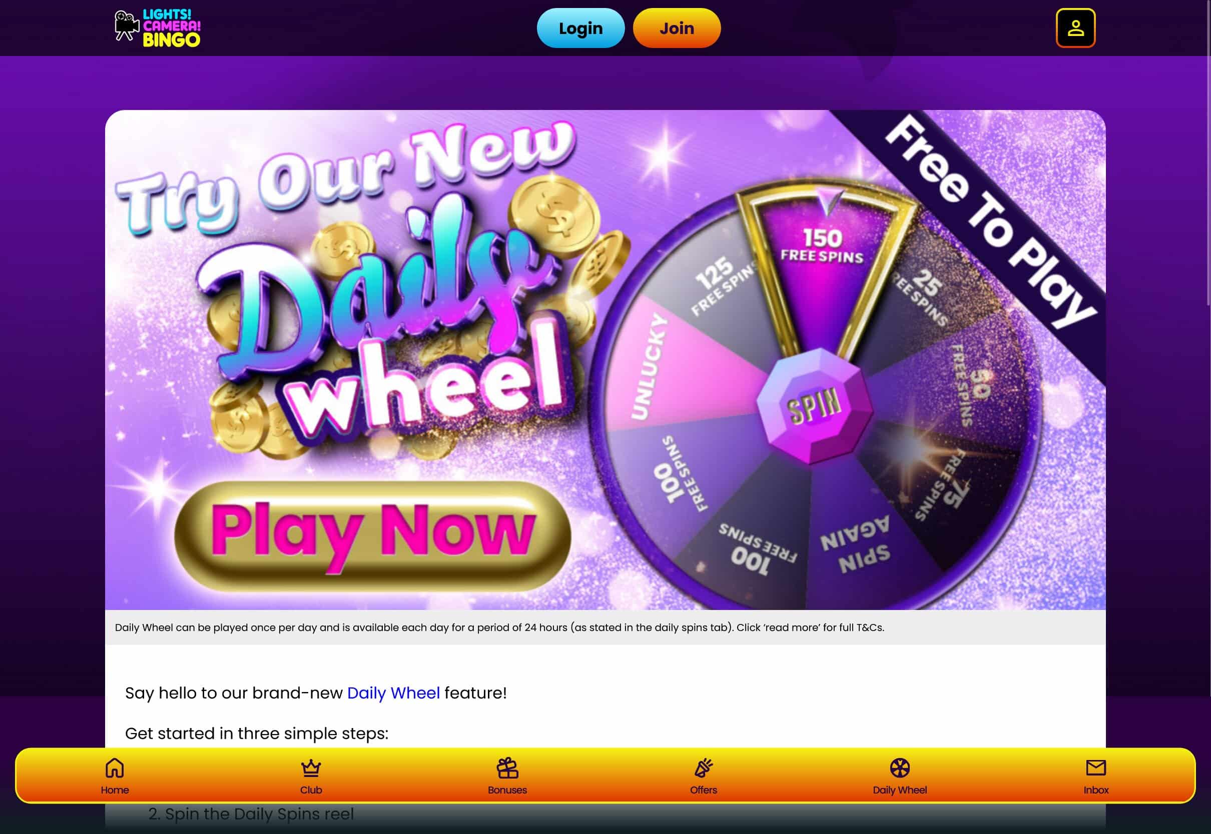 Lights Camera Bingo No Deposit Free Spins