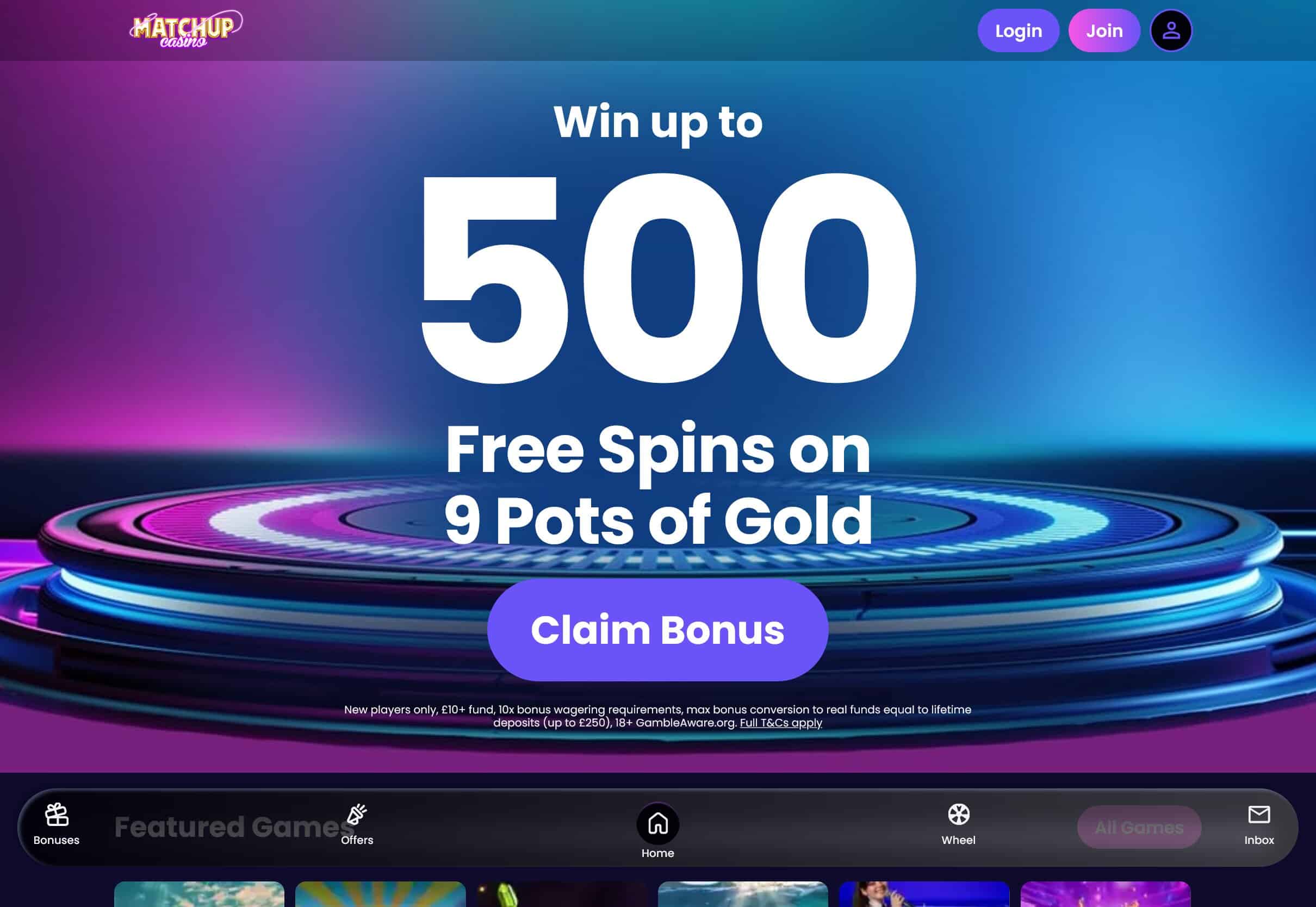 Welcome Bonus at Matchup Casino