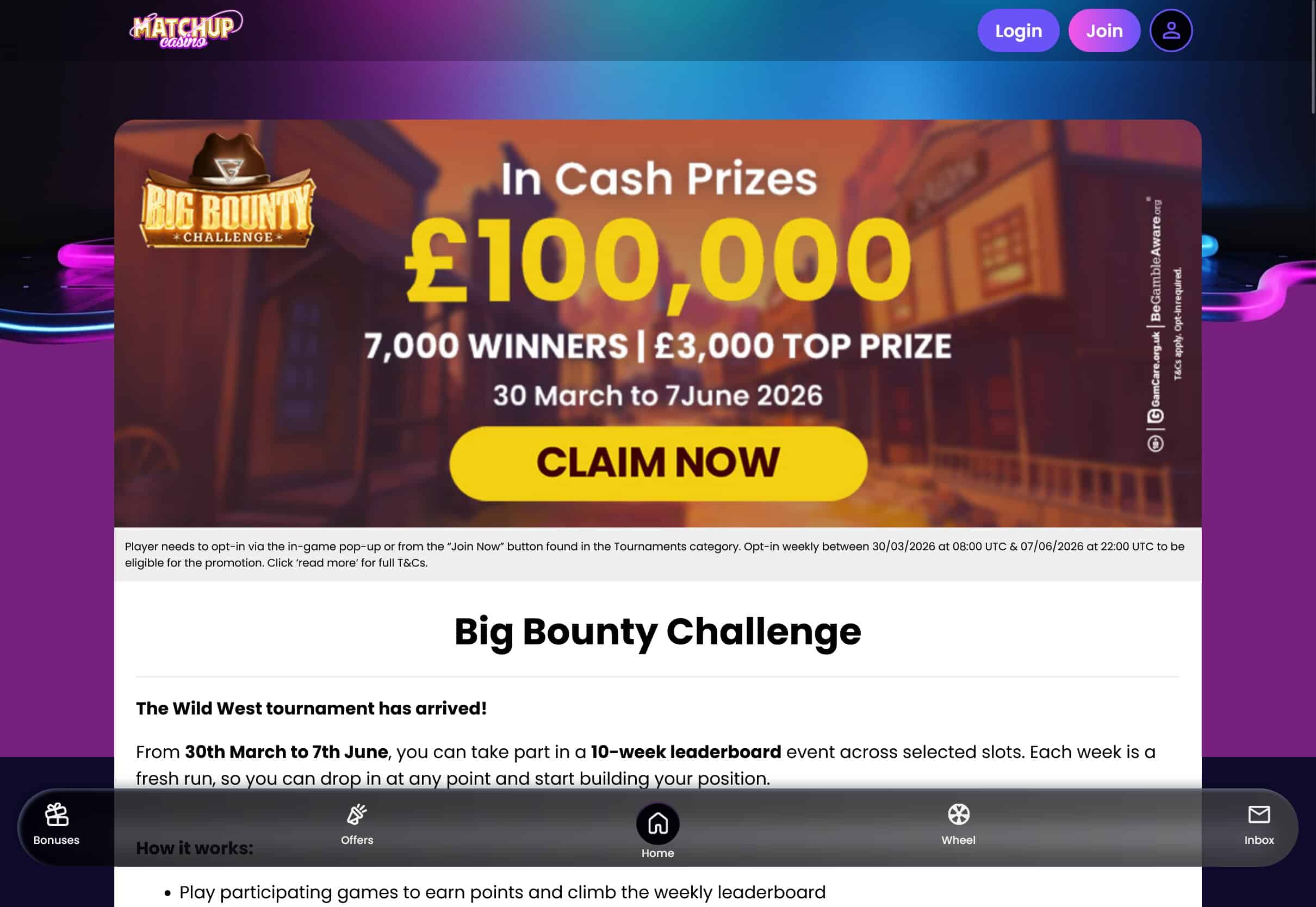 Matchup Casino Big Bounty Challenge
