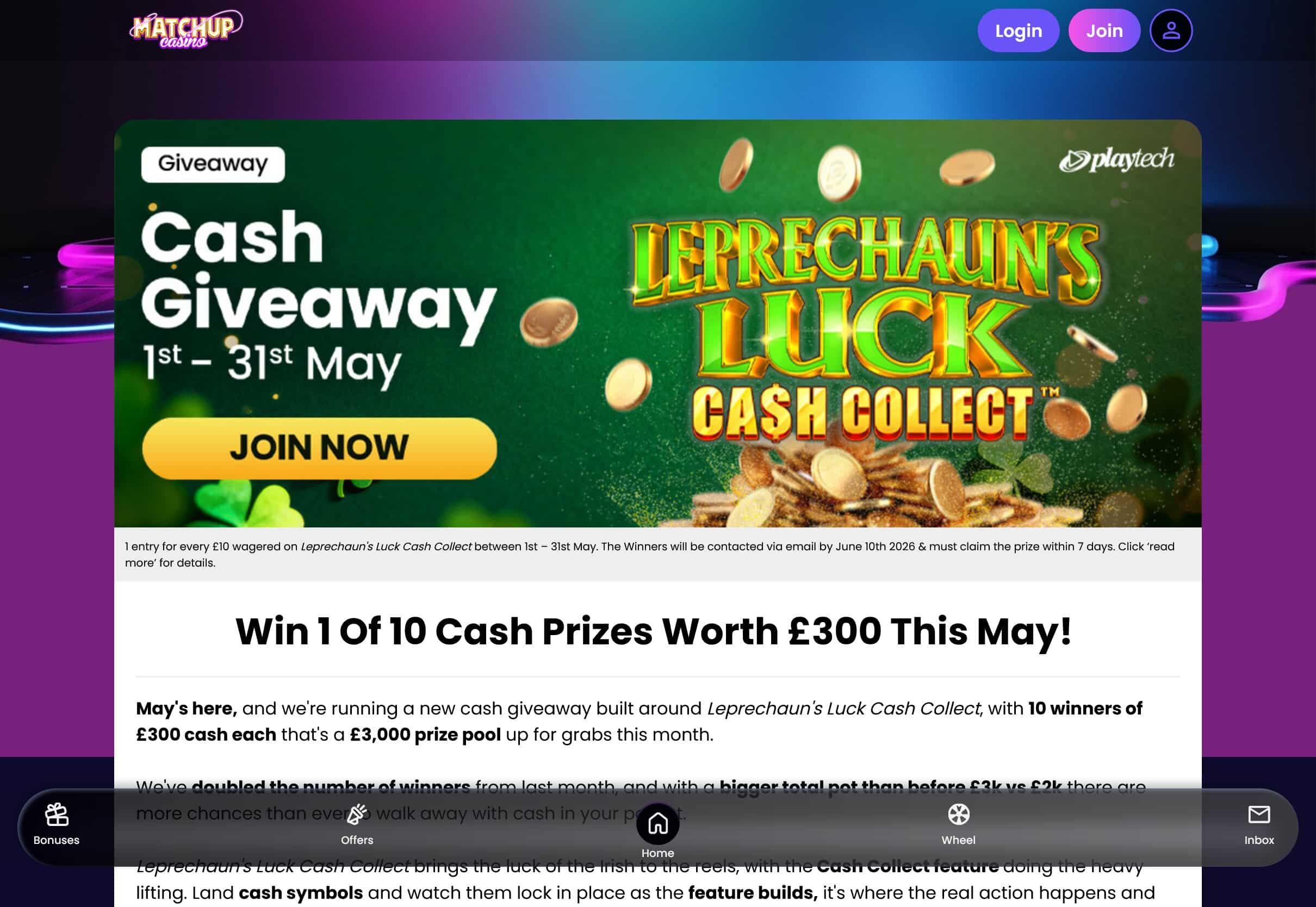 Matchup Casino Giveaway